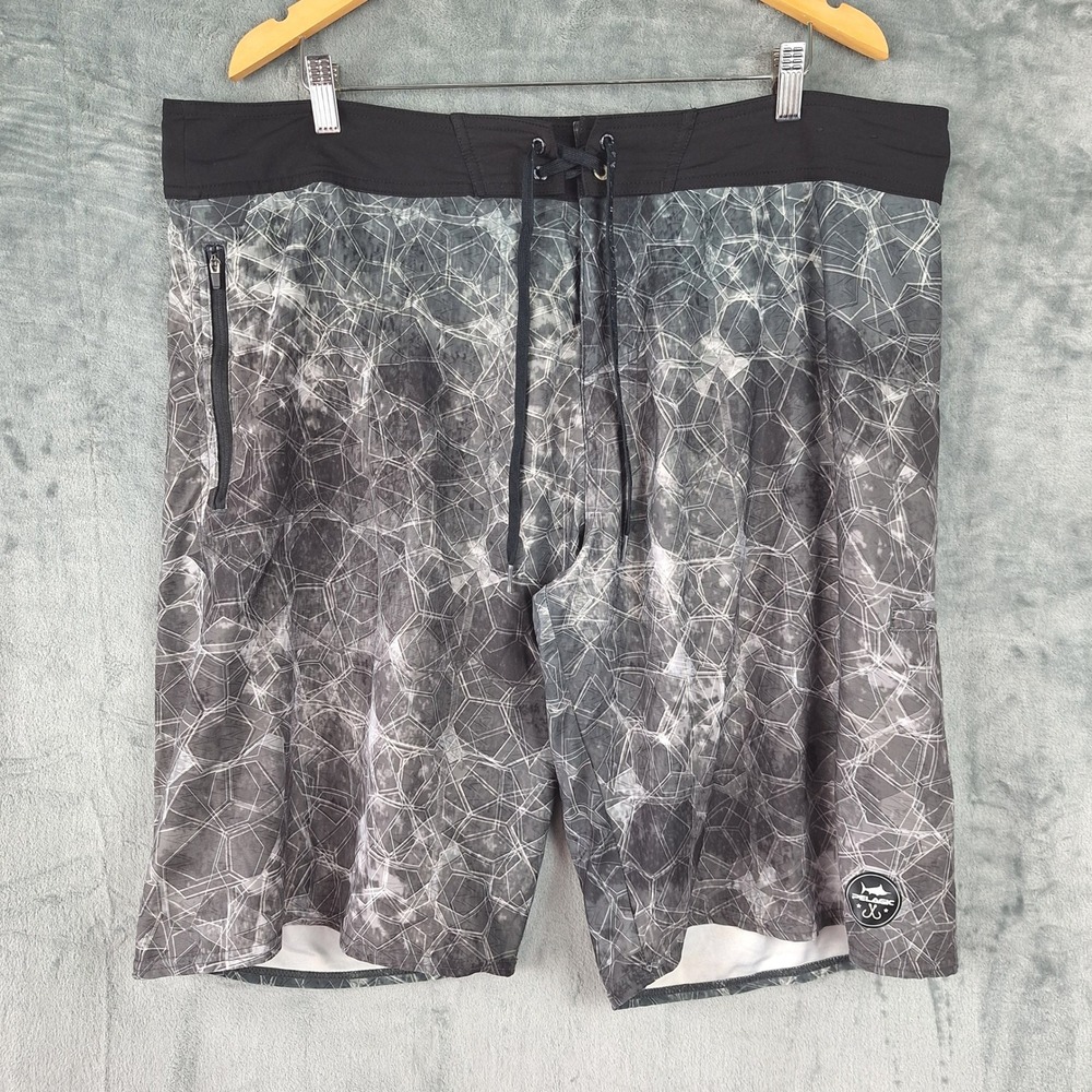 Pelagic Board Shorts Mens 40 Gray Hydro Lite Swim Surf Beach Performance Fishing